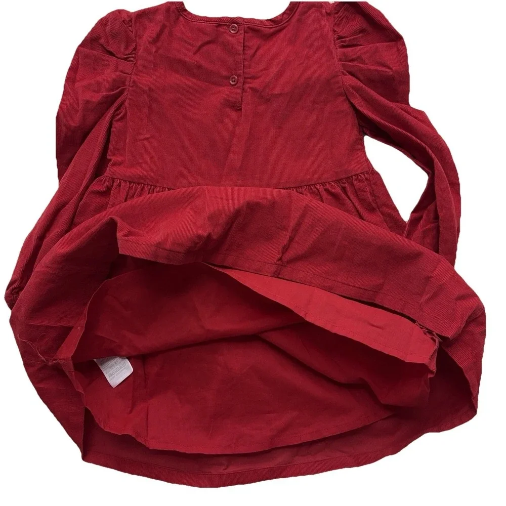 Baby‎ Gap Red Corduroy Dress 3T Fit Flare 100% Cotton Lined Puff Sleeve